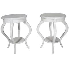 Sculptural Solid Bleached Mahogany Round Regency Tiered End Side Tables 11