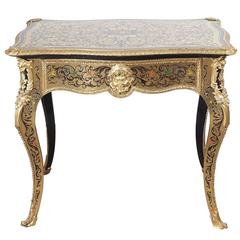 Antique Napoleon III Period Fine Quality Cut Brass and Hardstone Boulle Table circa 1870