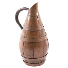 19th Century French Oak and Copper Bière Pitcher