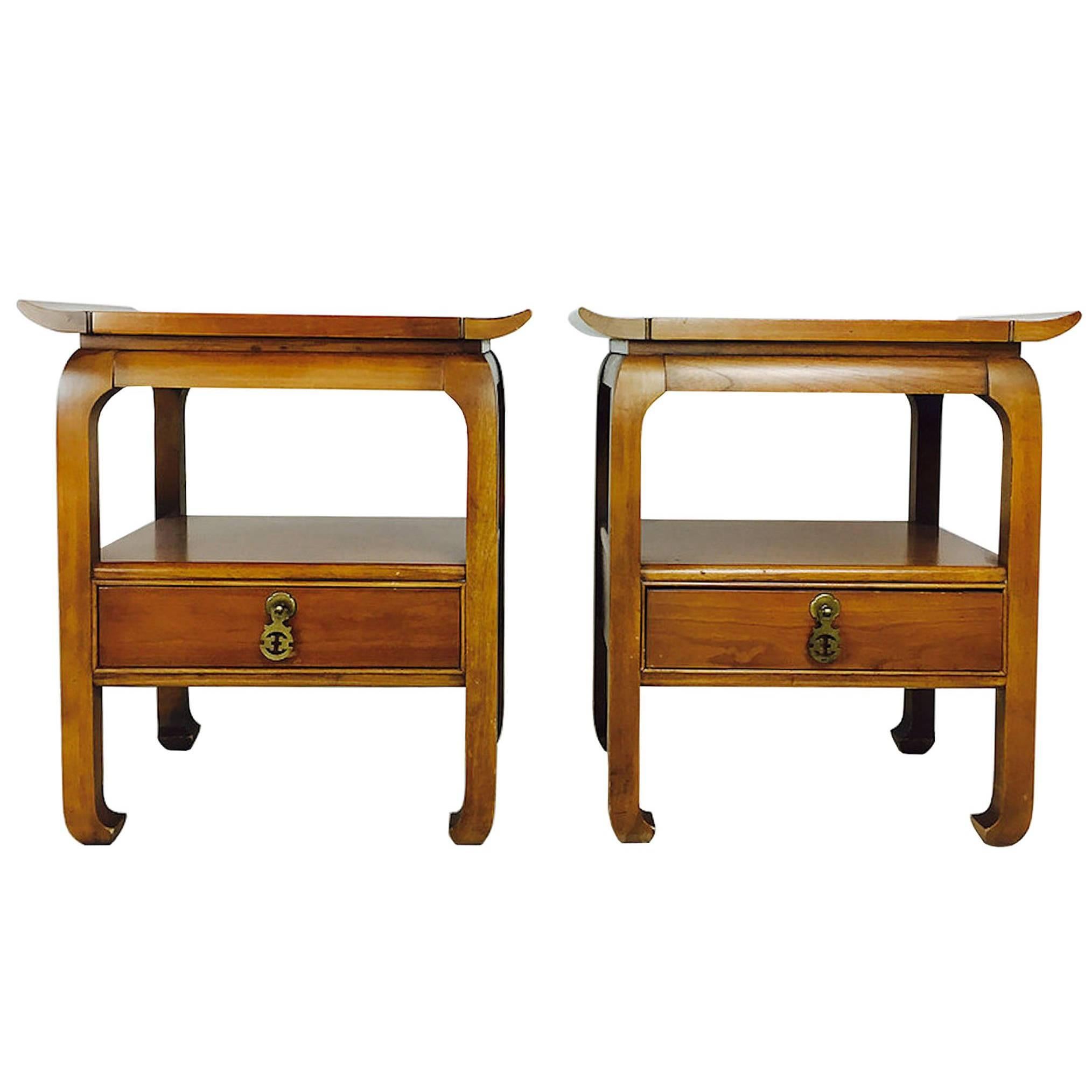Pair of Mid-Century Pagoda Style Nightstands