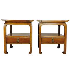 Pair of Mid-Century Pagoda Style Nightstands