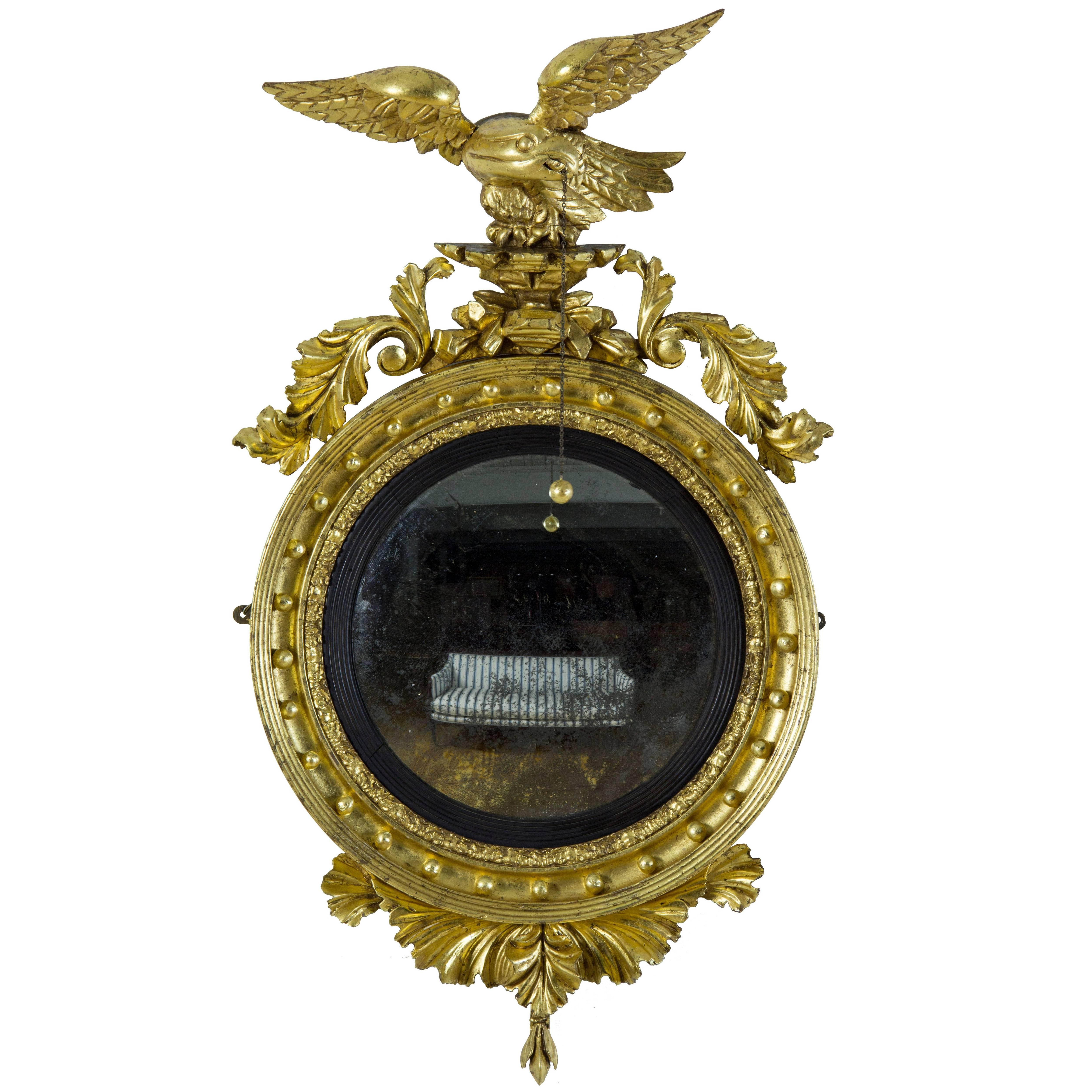 Classical Giltwood Girandole Mirror or Carved Eagle, English or American