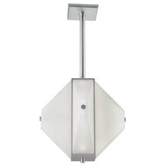 Mid-Century Modern Style Pendant Light in Tapered White Glass and Satin Aluminum