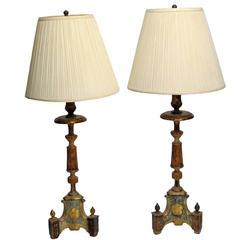 18th Century Italian Candlestick Lamps