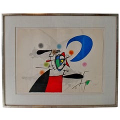 Mid-Century Modern Joan Miro Signed Numbered La Megere Et La Lune 22/50 1973 COA