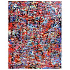 Colorful and Heavily Layered Abstract Painting by Artist Aaron Finkbiner
