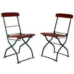 Pair of French Folding Garden Chairs from the 1930s
