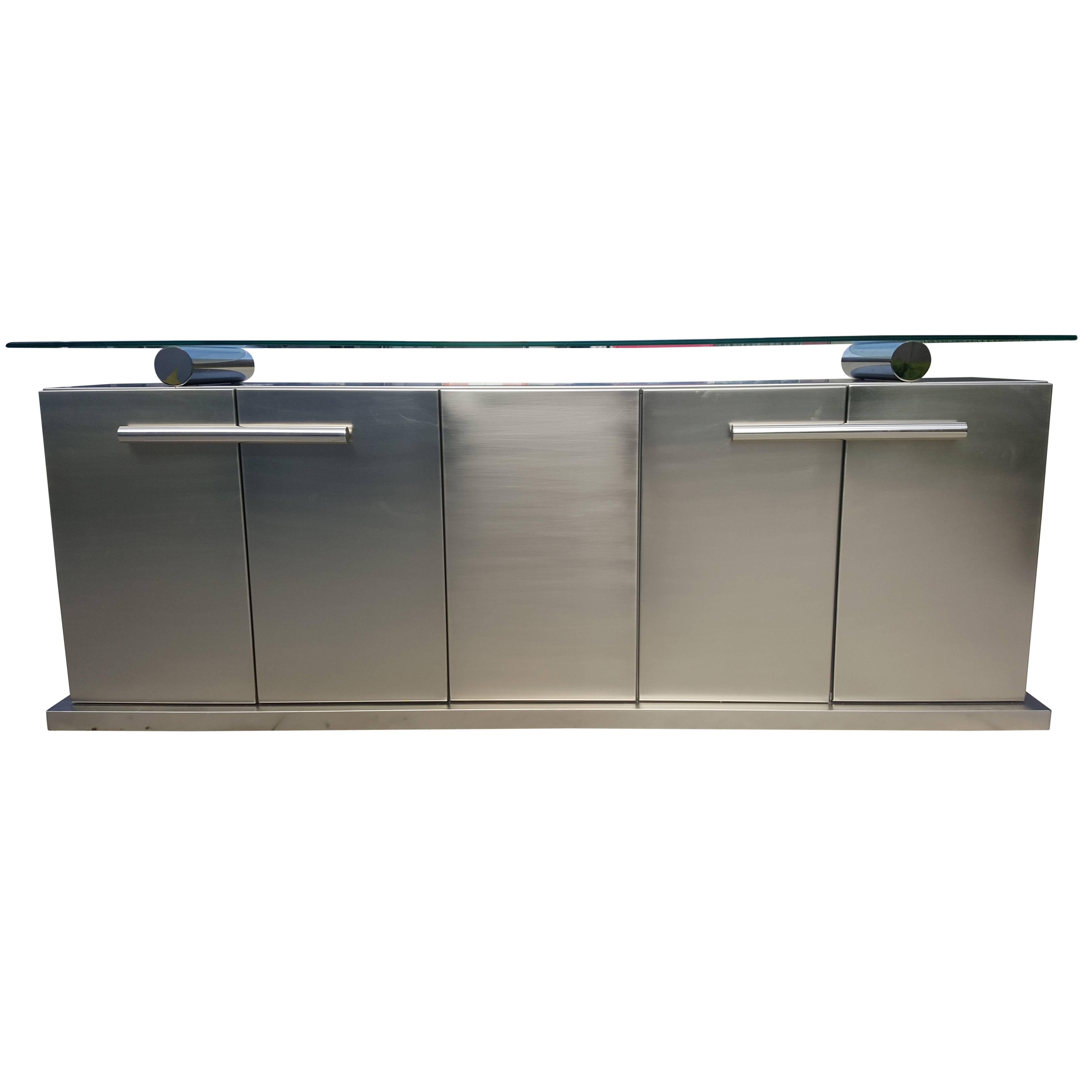 Belgo Chrome Credenza Sideboard Mid-Century Modern Hollywood Regency For Sale