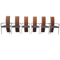 Set of Six Mid-Century Modern Belgo Chrome Dining Chairs