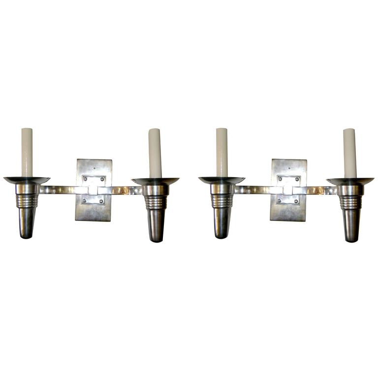 Set di otto lampade moderne placcate in argento
