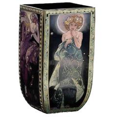 Rare Edition Goebel Alphonse Mucha Glass Vase the Stars