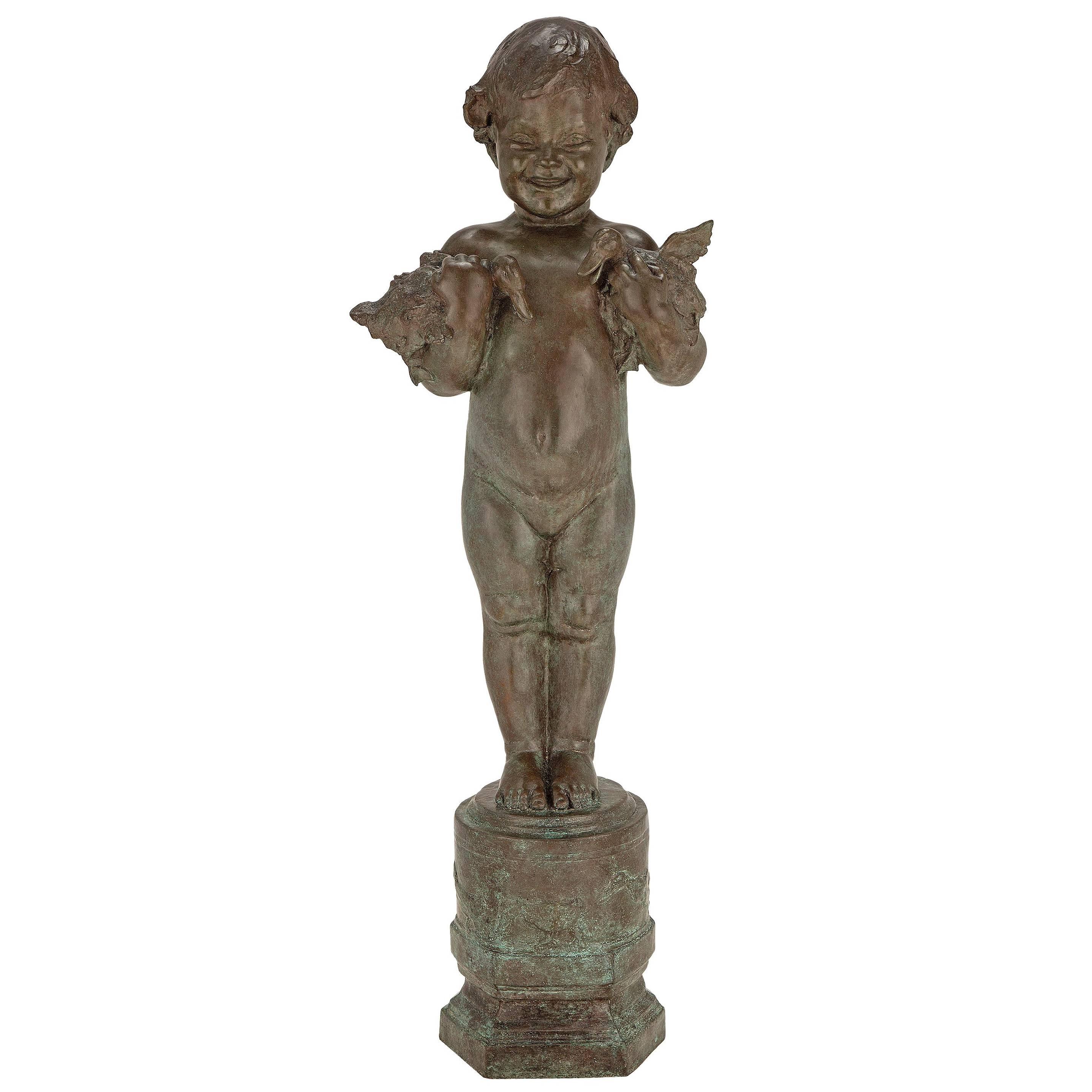 American Patinated Bronze Statue of 'Duck Baby', Signed Edith Barretto Parsons