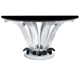 Lalique Crystal Cactus Console or Demi-Lune with Black Accent and Black Top