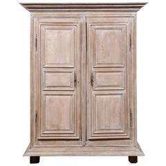 Antique 18th Century Oak Armoire with a Lymed Finish, circa 1740