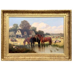 Antique "On The Farm" by John Frederick Herring Jr.