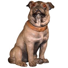 Antique Austrian 19th Century Terracotta Pug