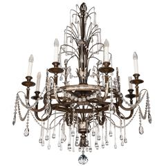 Swedish Silver-Leaf and Bronze Eight Light Chandelier