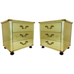 Pair of Brass Sarreid Side Tables or Nightstands