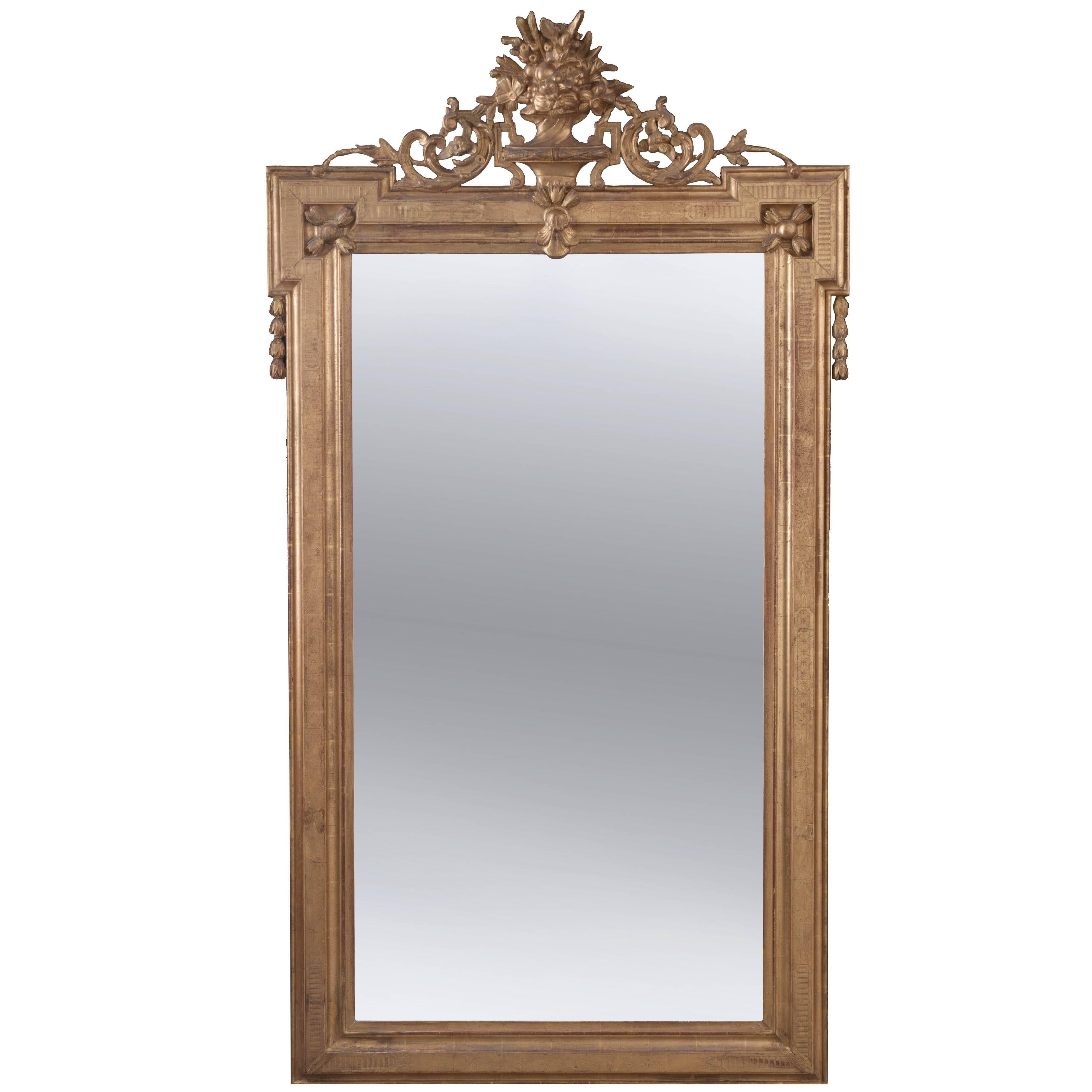 French 19th Century Transitional Gold Gilt Mirror