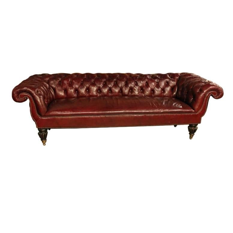 English Leather Chesterfield Sofa For Sale