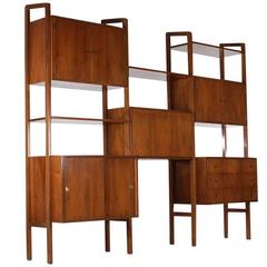 Mid-Century Danish Modern Shelving Wall Unit/Desk in Walnut after Poul Cadoviu