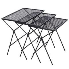 Mid-Century Modern Salterini Tempestini Wrought Iron Nesting Patio Side Tables 9