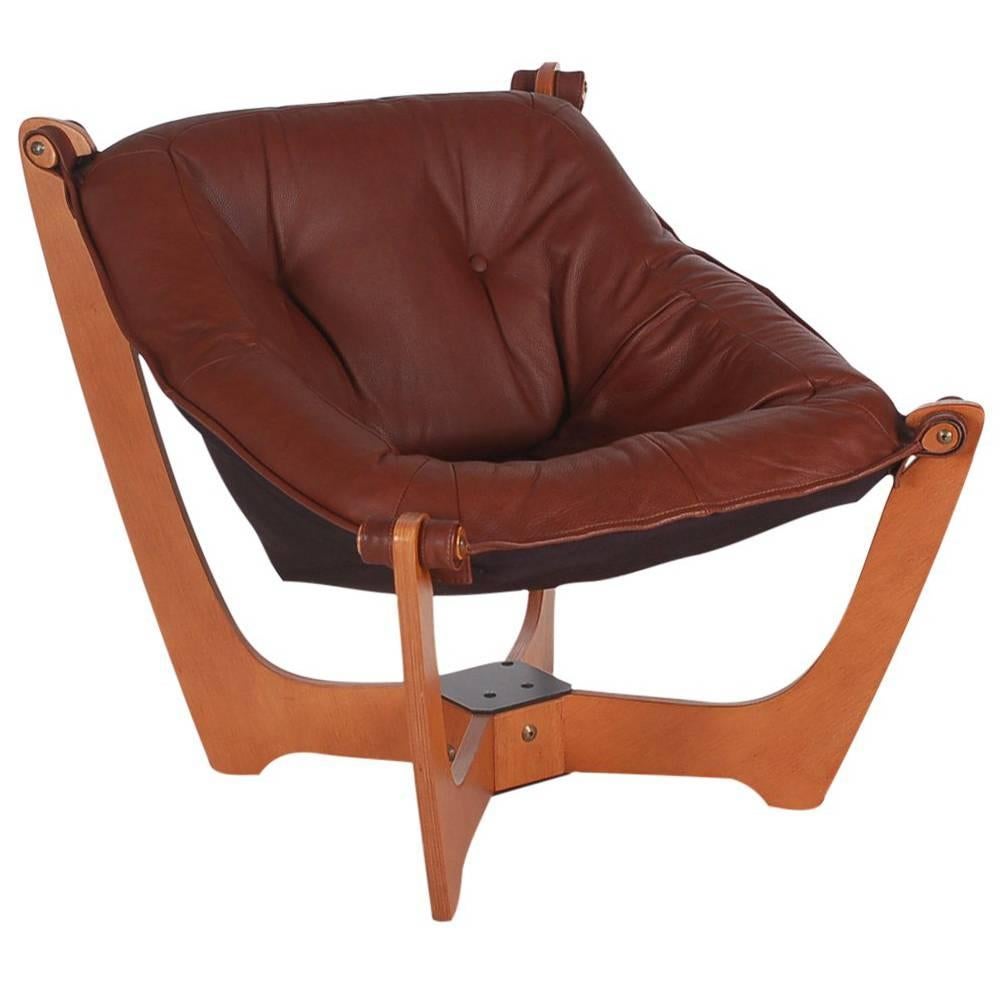 Mid-Century Modern Danish Leather Lounge Chair after Ingmar Relling for Westnofa