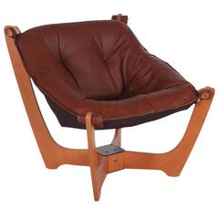 Vintage Mid-Century Modern Danish Leather Lounge Chair after Ingmar Relling for Westnofa