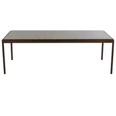 Mid-Century Modern Bronze and Marble Rectangular Cocktail Table after Knoll