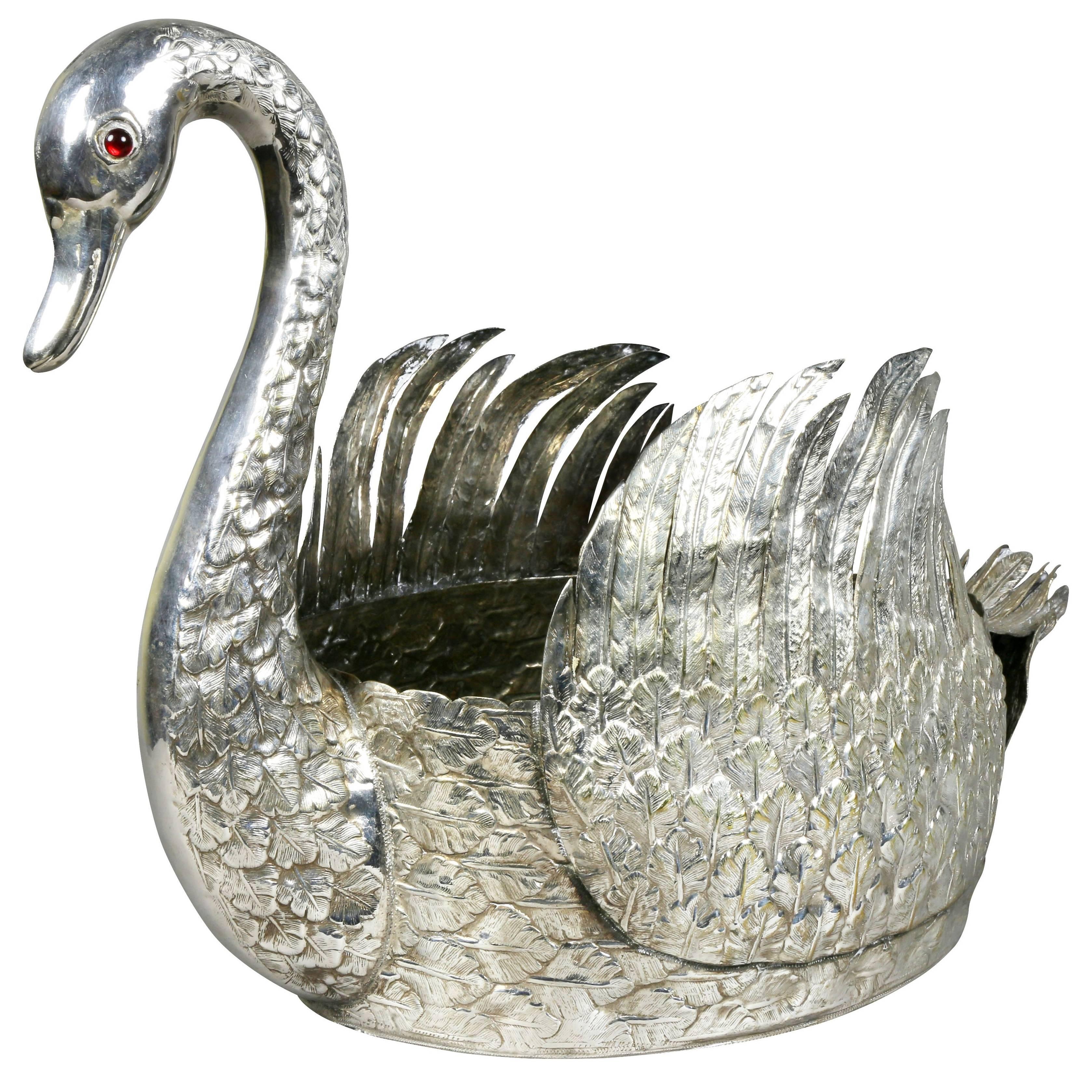 Silver Plated Swan Centerpiece