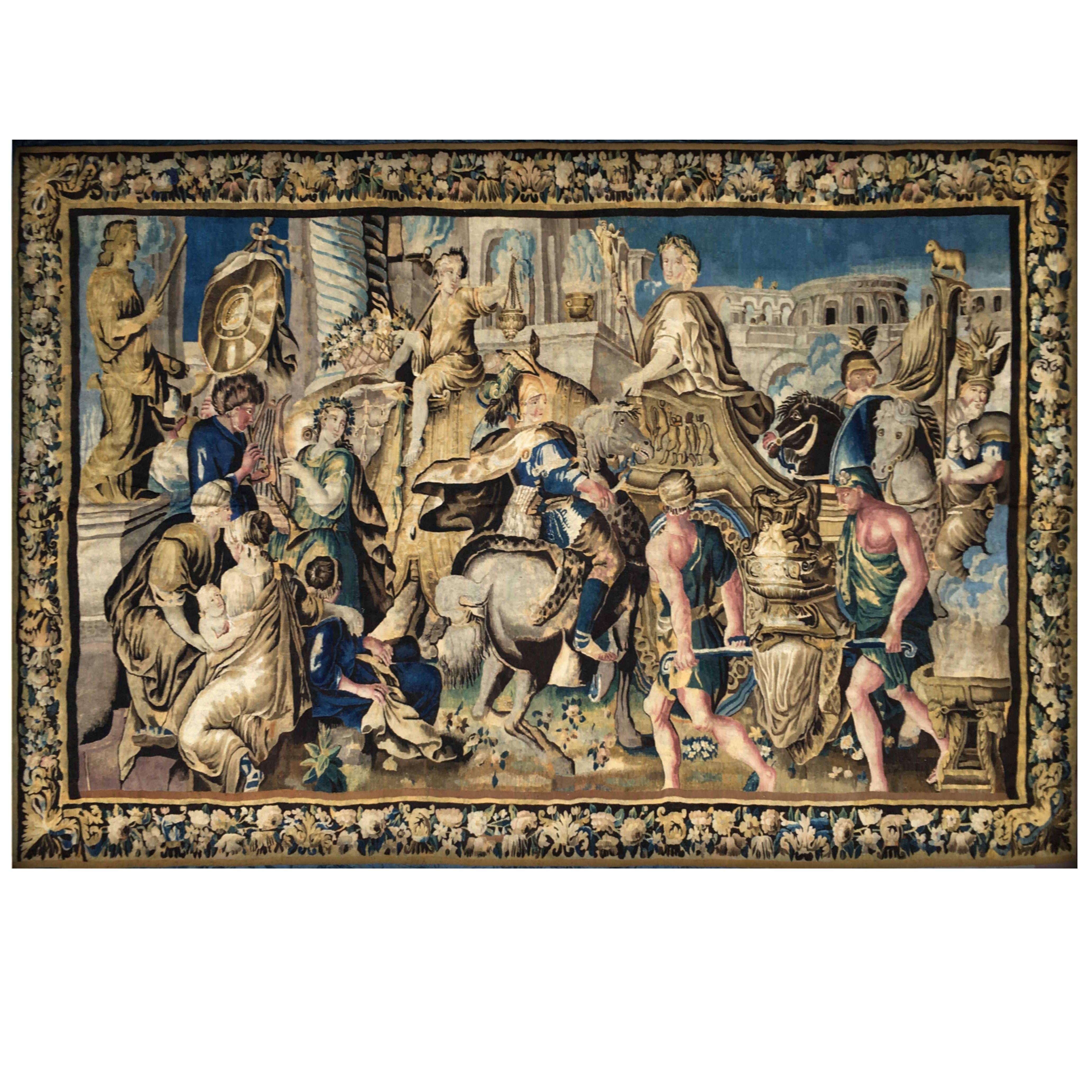 Tapestry of Aubusson, 17th Century, Triumph of Alexander For Sale