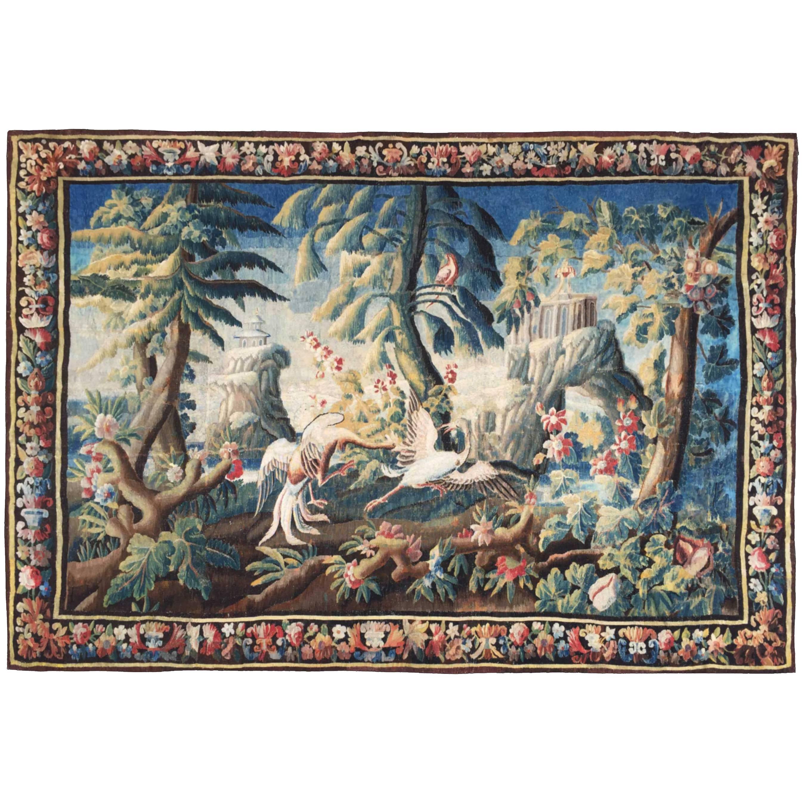Tapestry of Aubusson, 18th Century, Chinoiserie of J-B Pillement For Sale