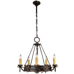 Cast Iron Five Candle Tudor Chandelier at 1stDibs
