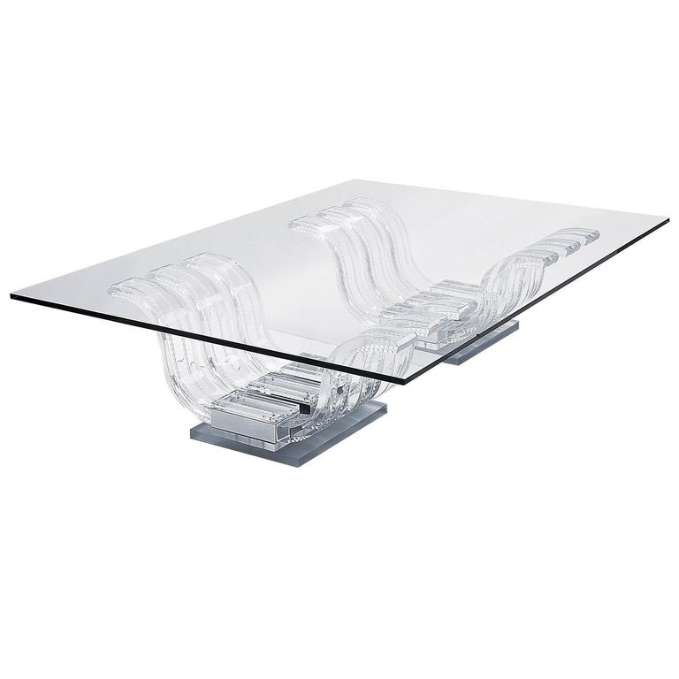 lalique crystal perles d'eau coffee table with clear rectangular lalique crystal perles d'eau coffee table with clear rectangular
