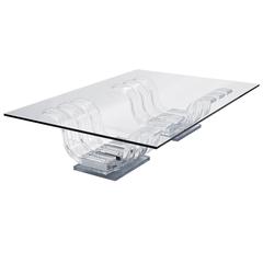 Lalique Crystal Perles D'eau Coffee Table with Clear Rectangular Top