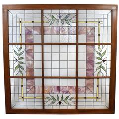 Antique Large Skylight with Stained Glass, circa 1910