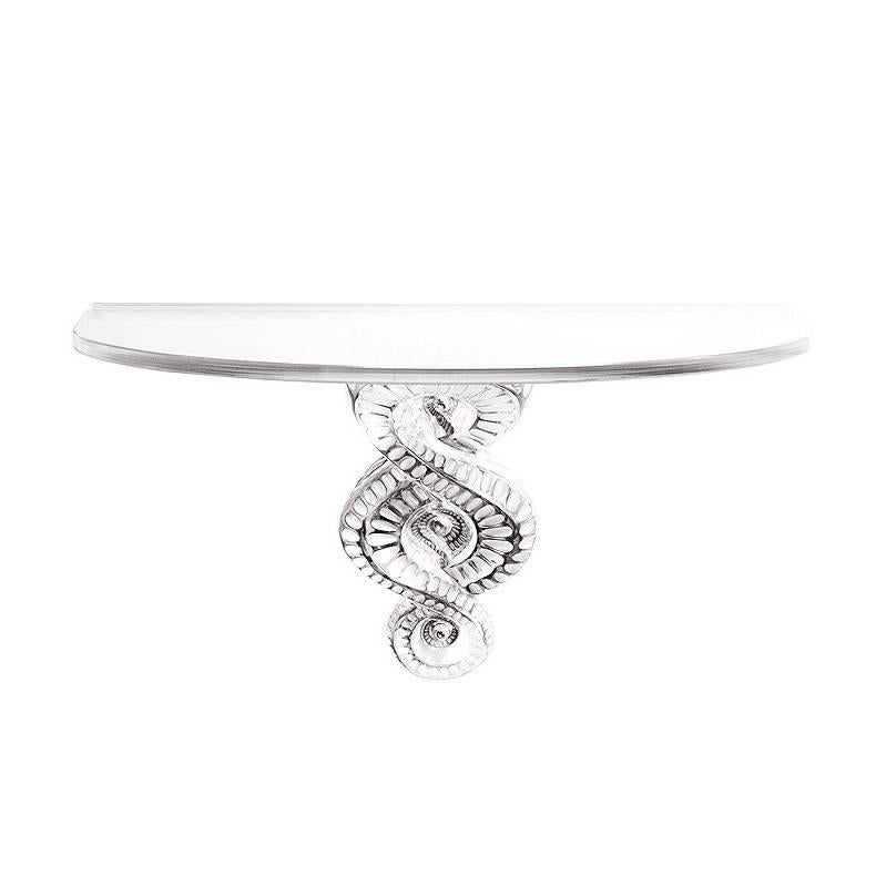 Console ou Demi-Lune ou Table d'Appoint en Cristal Lalique Seville en vente