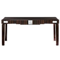 Lalique Natural Ebony Console or Entryway Table with Crystal Roses Panel 5