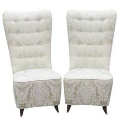 Pair of Buffa Tufted Upholstered Slipper Chairs