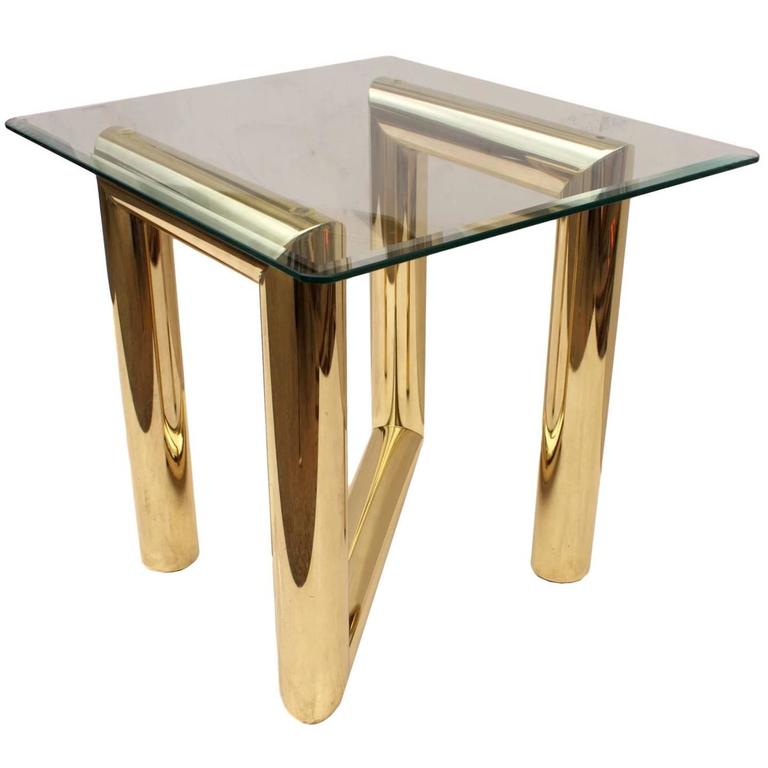 Vintage 1970s Brass Tubular ZigZag Z End Table at 1stDibs