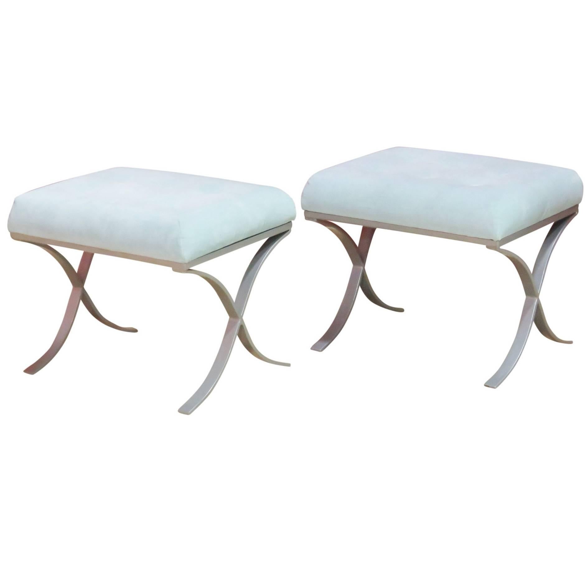 Pair of Modern Design Tufted Upholstered Benches
