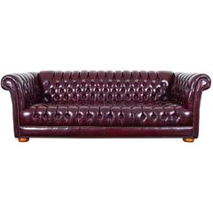 Vintage Burgundy Leather Chesterfield Sofa 12