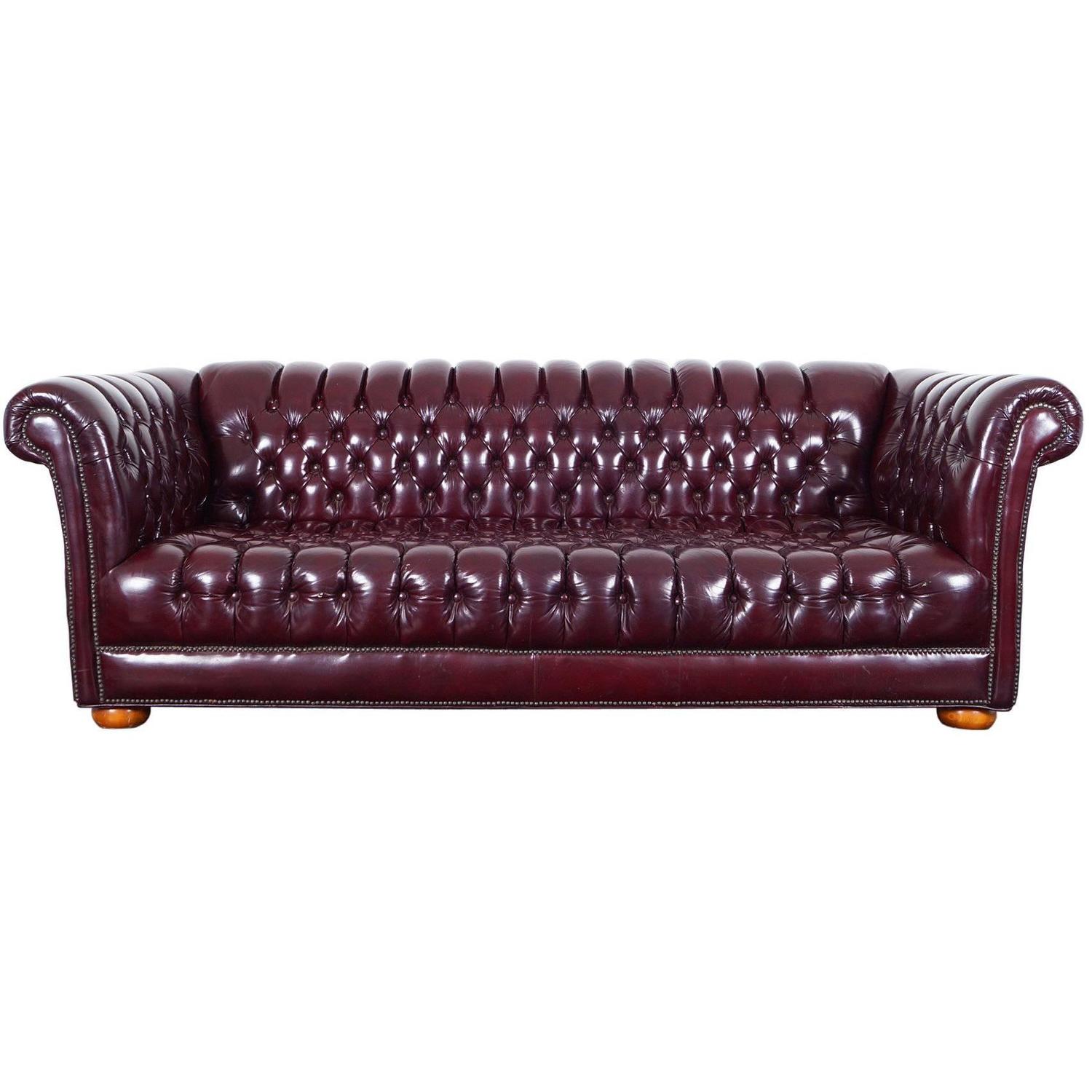 Vintage Burgundy Leather Chesterfield Sofa For Sale At 1stdibs