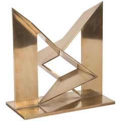 Mid-Century Modernist Abstract Sculpture by Mathias Goeritz in Polished Brass