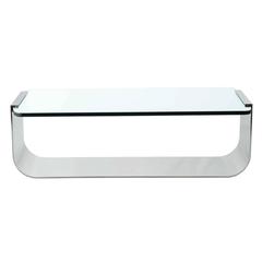 Modern Cantilever Glass Chromed Steel Cocktail Table 7