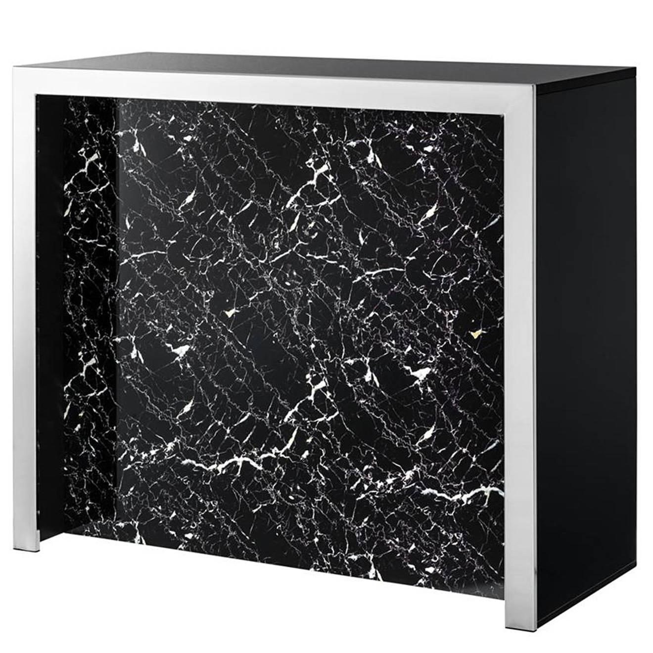 Mac Allister Bar with Black Resin Marble and Black Glass
