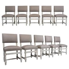 Set of Ten Baroque-Style Painted Dining Chairs 10