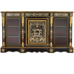 Ormolu and Boulle Ebonised Wood Antique Vitrine Cabinet