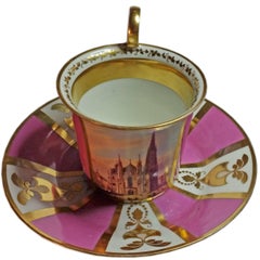 Vienna Imperial Porcelain Cup Saucer Saint Stephen's Cathedral Austria, 1821