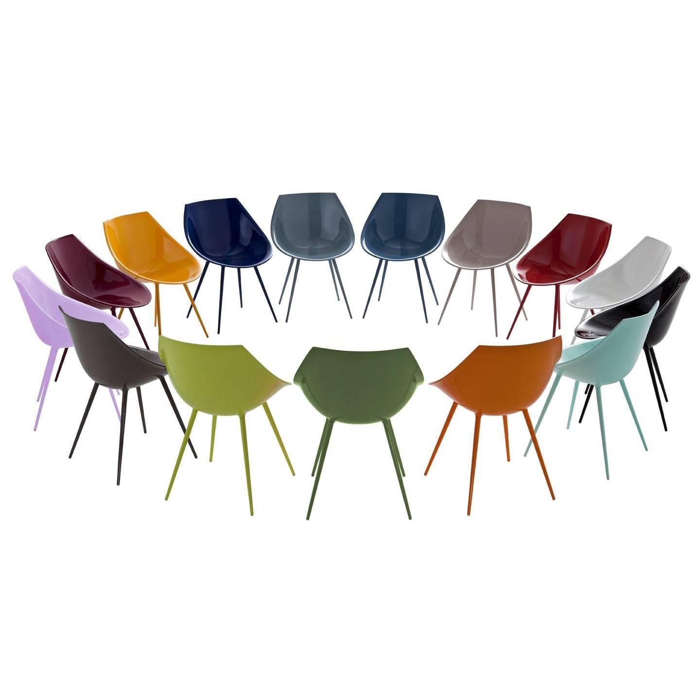 Stuhl ""Lago"" mit lackierter Muschel und Aluminiumbeinen von Philippe Starck für Driade